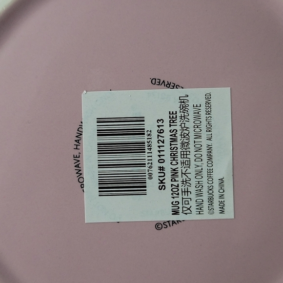 Starbucks Christmas tree Ceramic Mug pink 12 oz - Picture 6 of 7